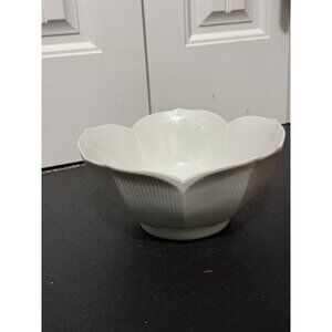 White Lotus Bowl Asian Oriental Rice Bowl Large Size Porcelain
